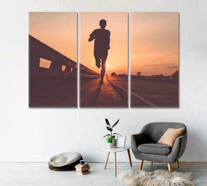 Running Athlete Outdoors in Sunset Canvas Print-Canvas Print-CetArt-1 Panel-24x16 inches-CetArt