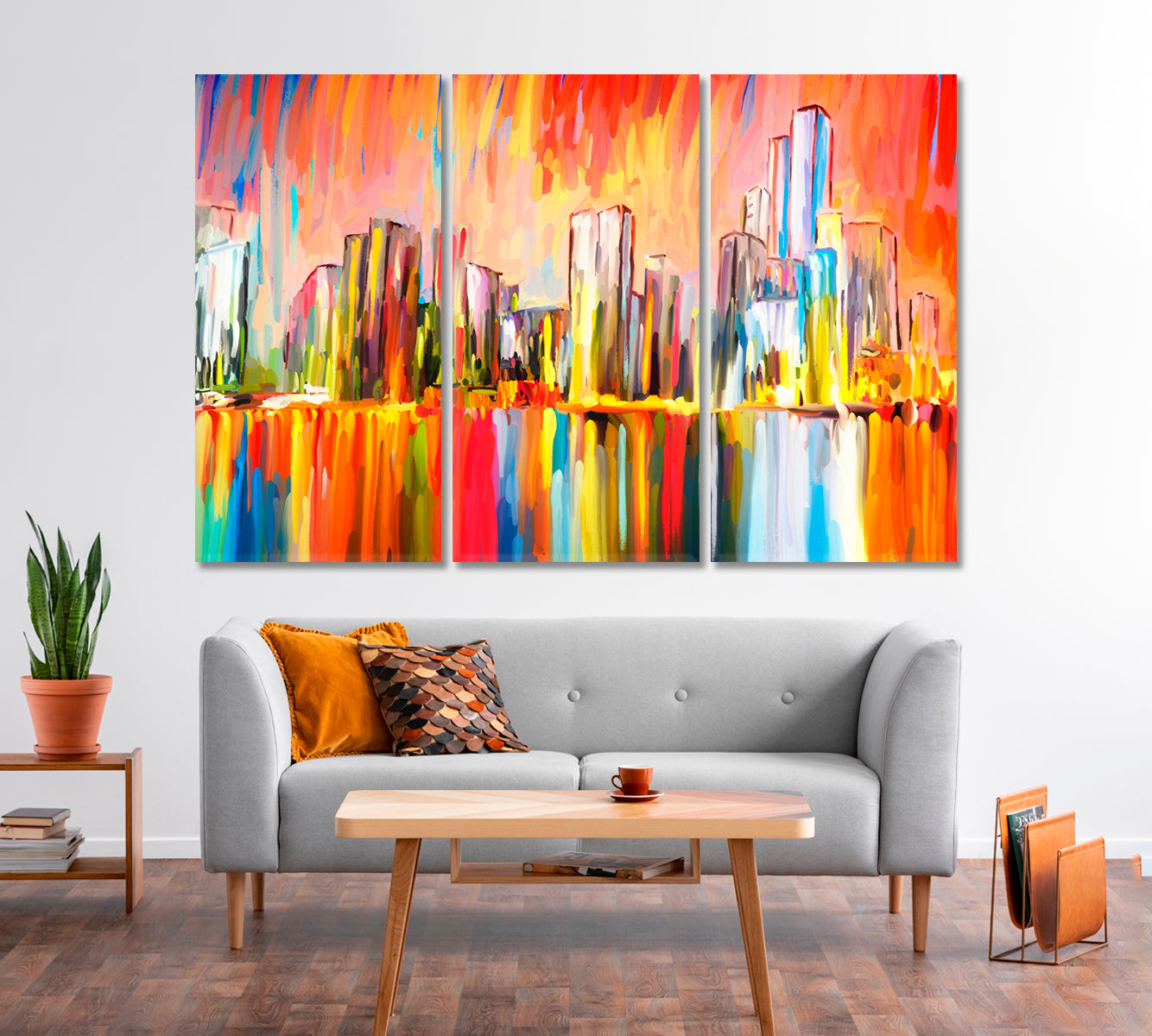 Abstract Colorful City Reflected in Water Canvas Print-Canvas Print-CetArt-1 Panel-24x16 inches-CetArt