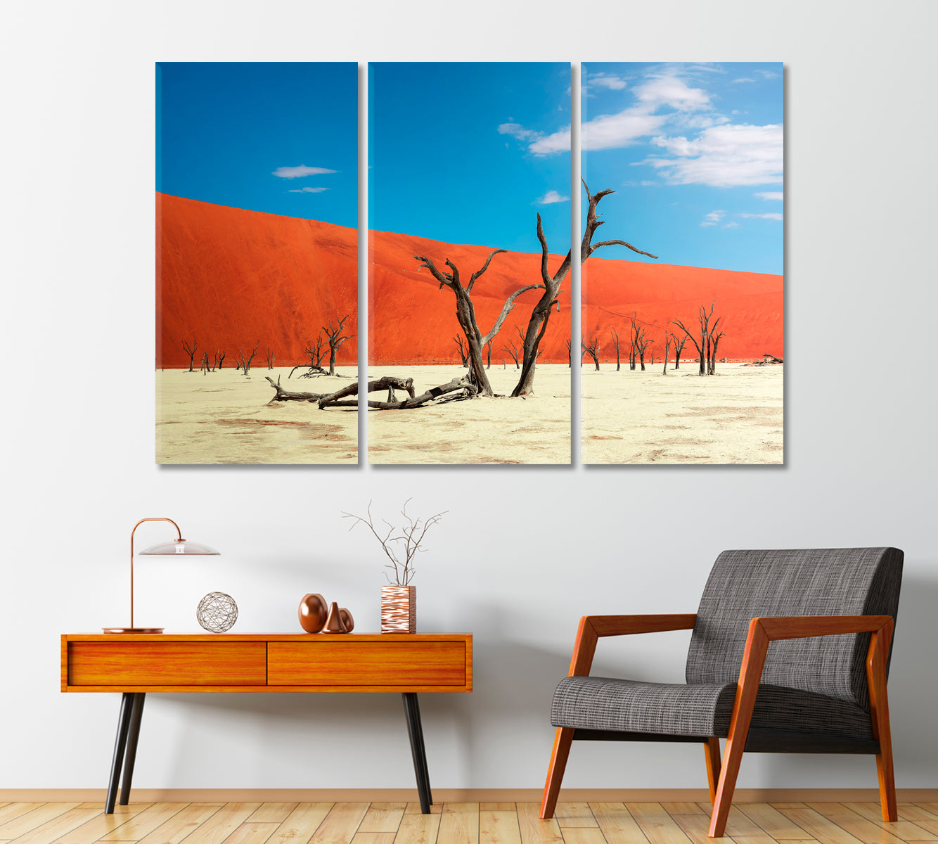 Red Dunes with Camel Thorn Trees Namib-Naukluft National Park Canvas Print-Canvas Print-CetArt-1 Panel-24x16 inches-CetArt