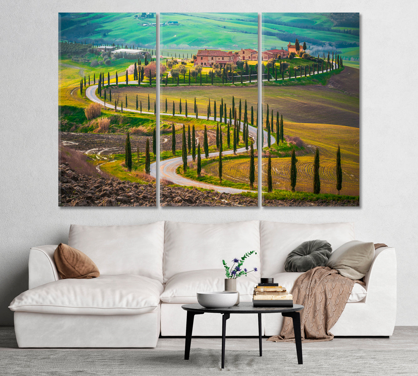 Sunny Fields in Tuscany Italy Canvas Print-Canvas Print-CetArt-1 Panel-24x16 inches-CetArt