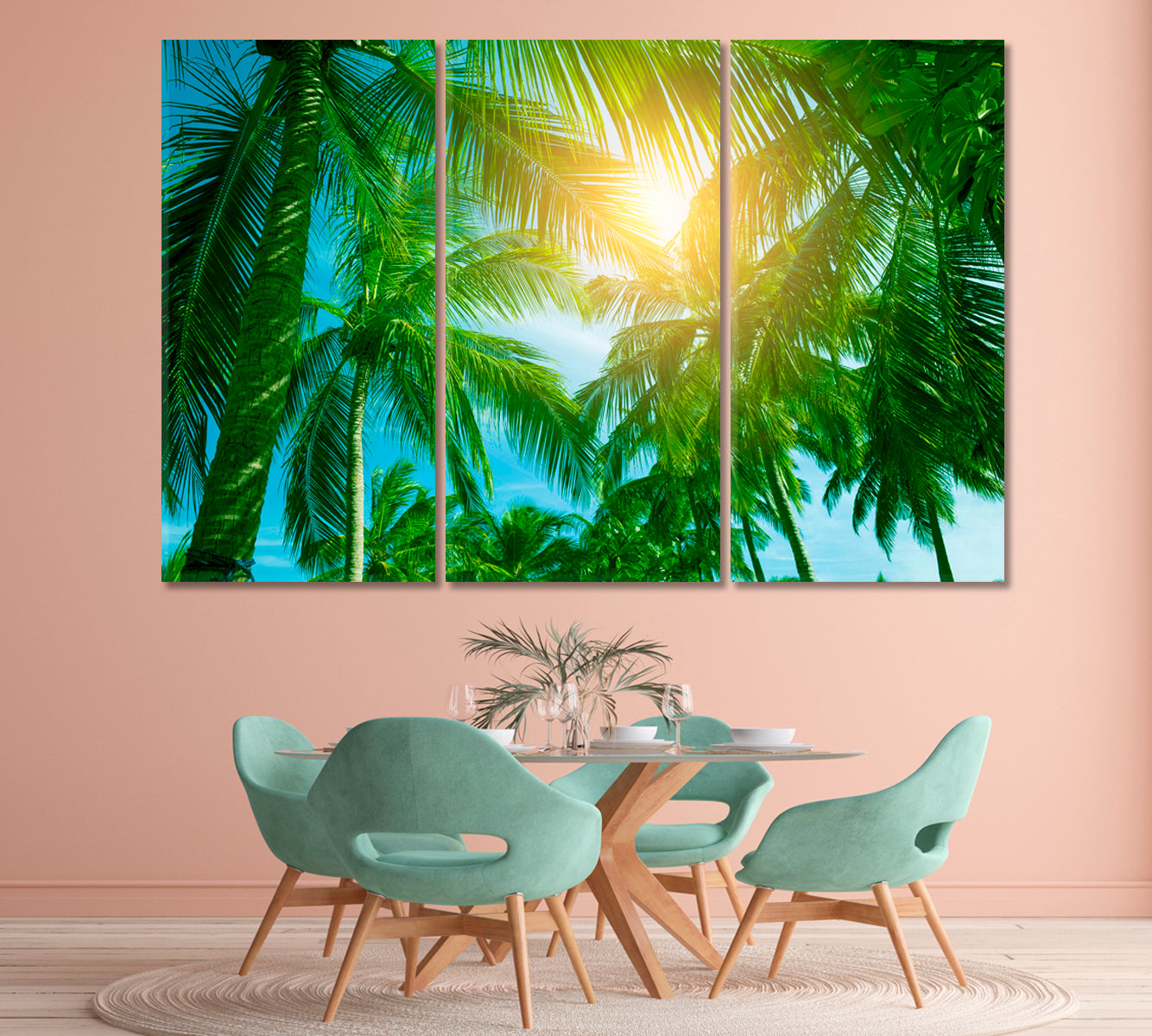 Sun's Rays Through the Palm Trees Canvas Print-Canvas Print-CetArt-1 Panel-24x16 inches-CetArt