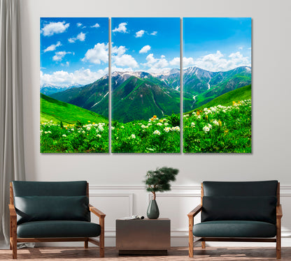 Mountain Landscape with Green Valley in Georgia Canvas Print-Canvas Print-CetArt-1 Panel-24x16 inches-CetArt