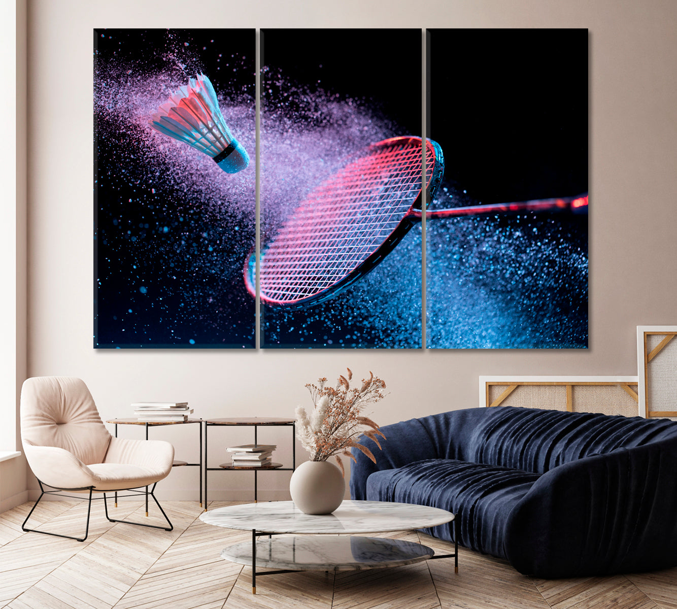 Badminton Racket in Motion Canvas Print-Canvas Print-CetArt-1 Panel-24x16 inches-CetArt