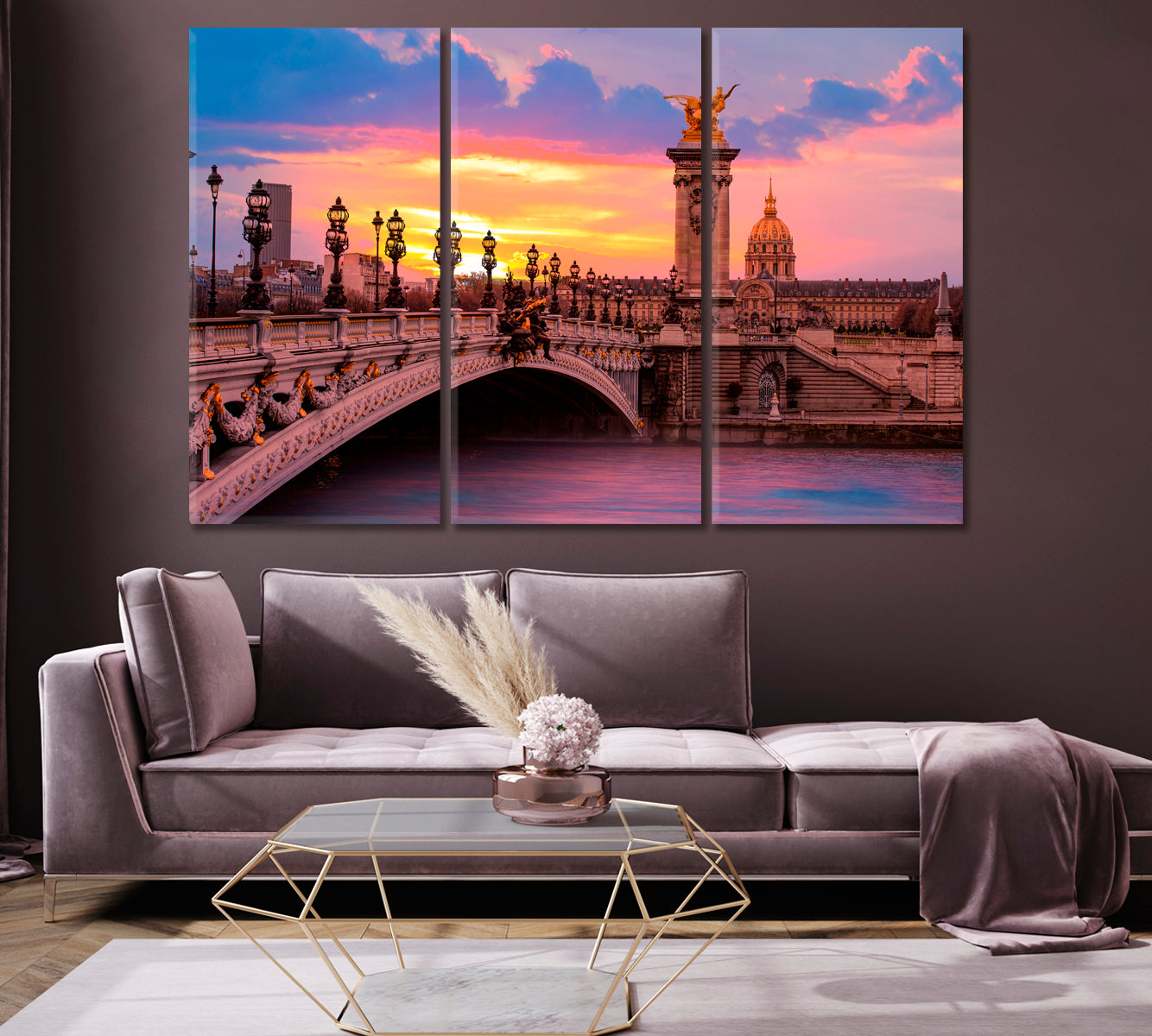 Alexandre III Bridge at Sunset Paris France Canvas Print-Canvas Print-CetArt-1 Panel-24x16 inches-CetArt