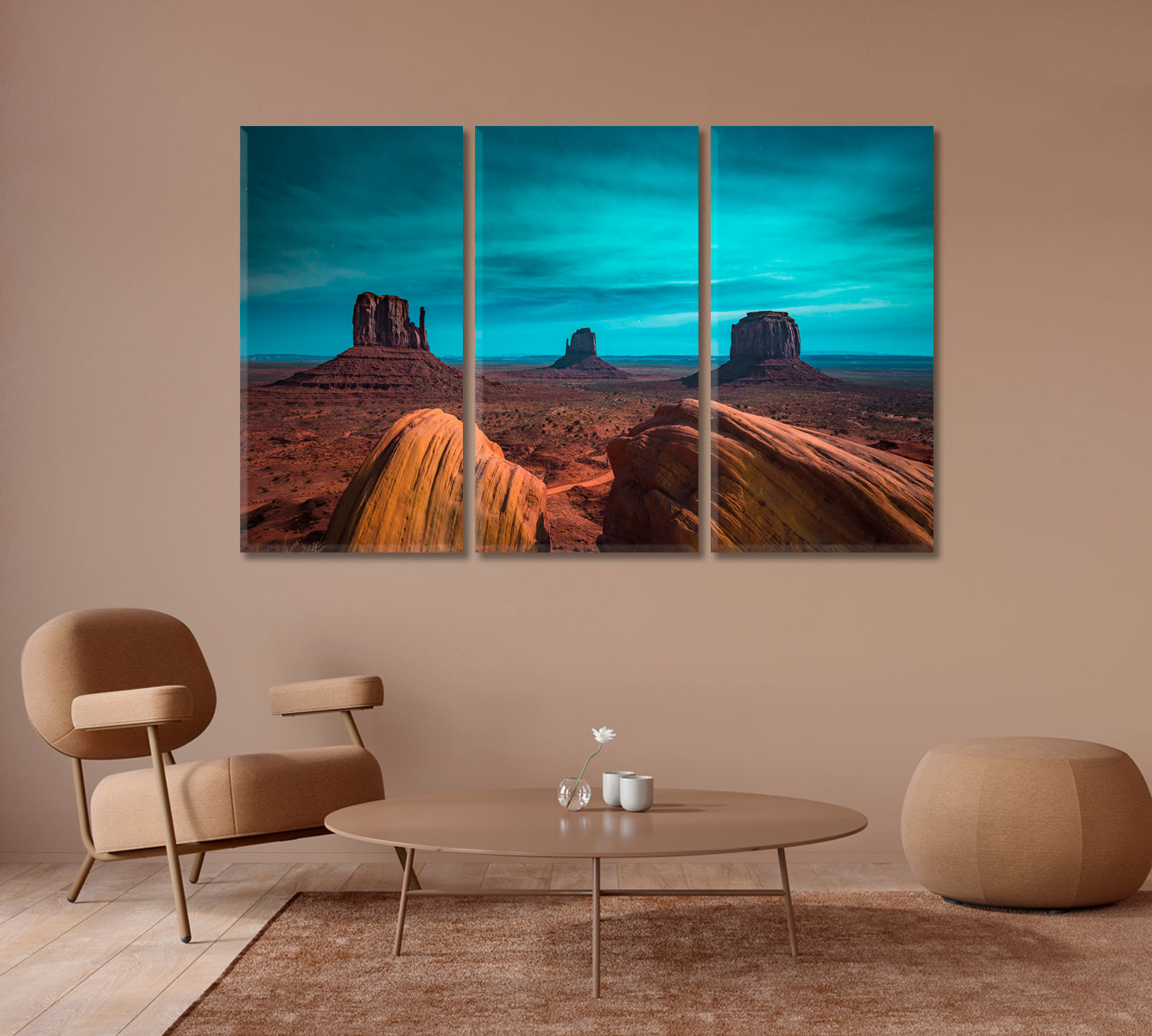 Scenic Monument Valley with Mittens and Merrick Butte Arizona USA Canvas Print-Canvas Print-CetArt-1 Panel-24x16 inches-CetArt