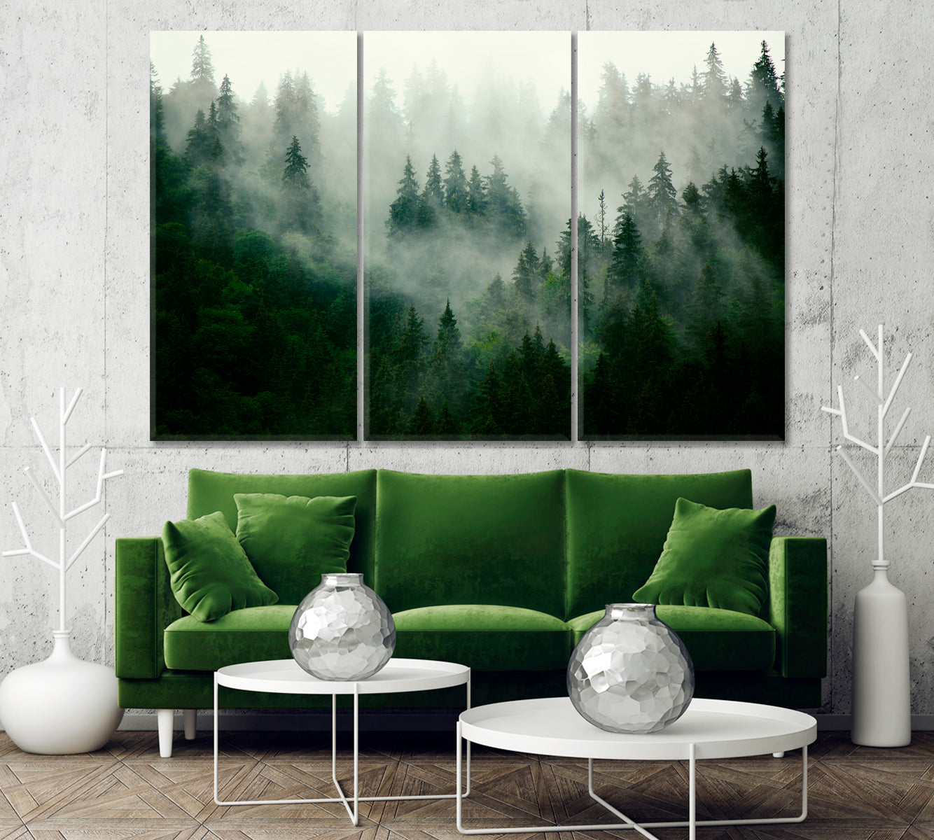 Misty Landscape with Fir Forest Canvas Print-Canvas Print-CetArt-1 Panel-24x16 inches-CetArt