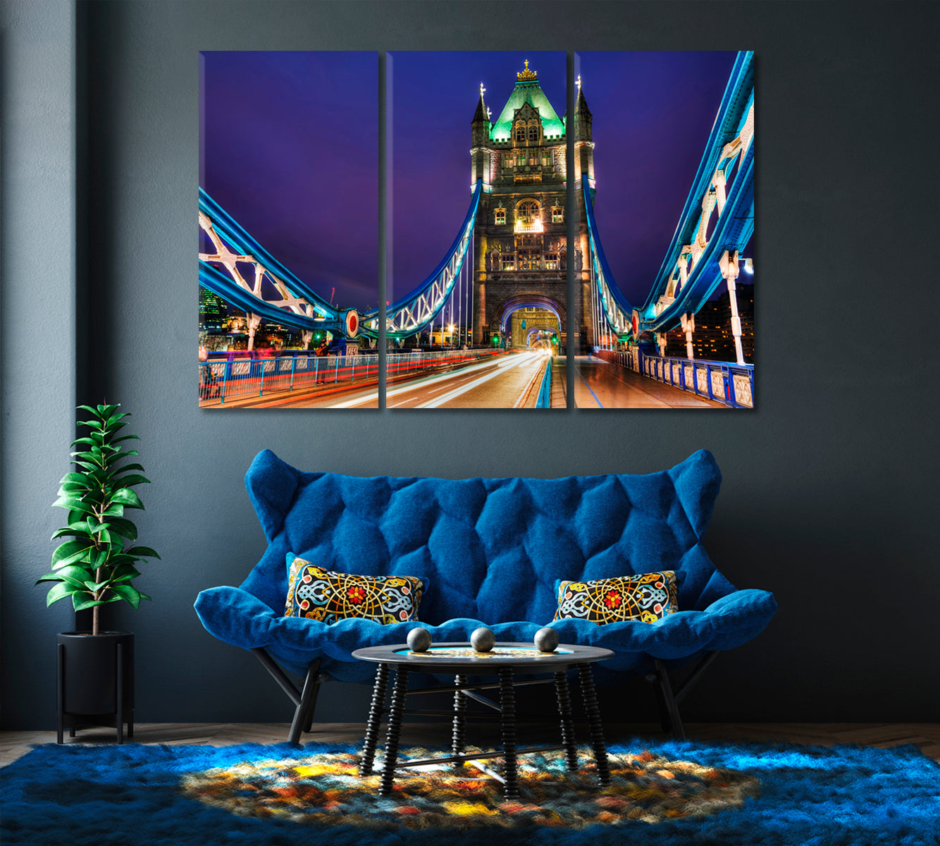 Tower Bridge at Night Time London Great Britain Canvas Print-Canvas Print-CetArt-1 Panel-24x16 inches-CetArt