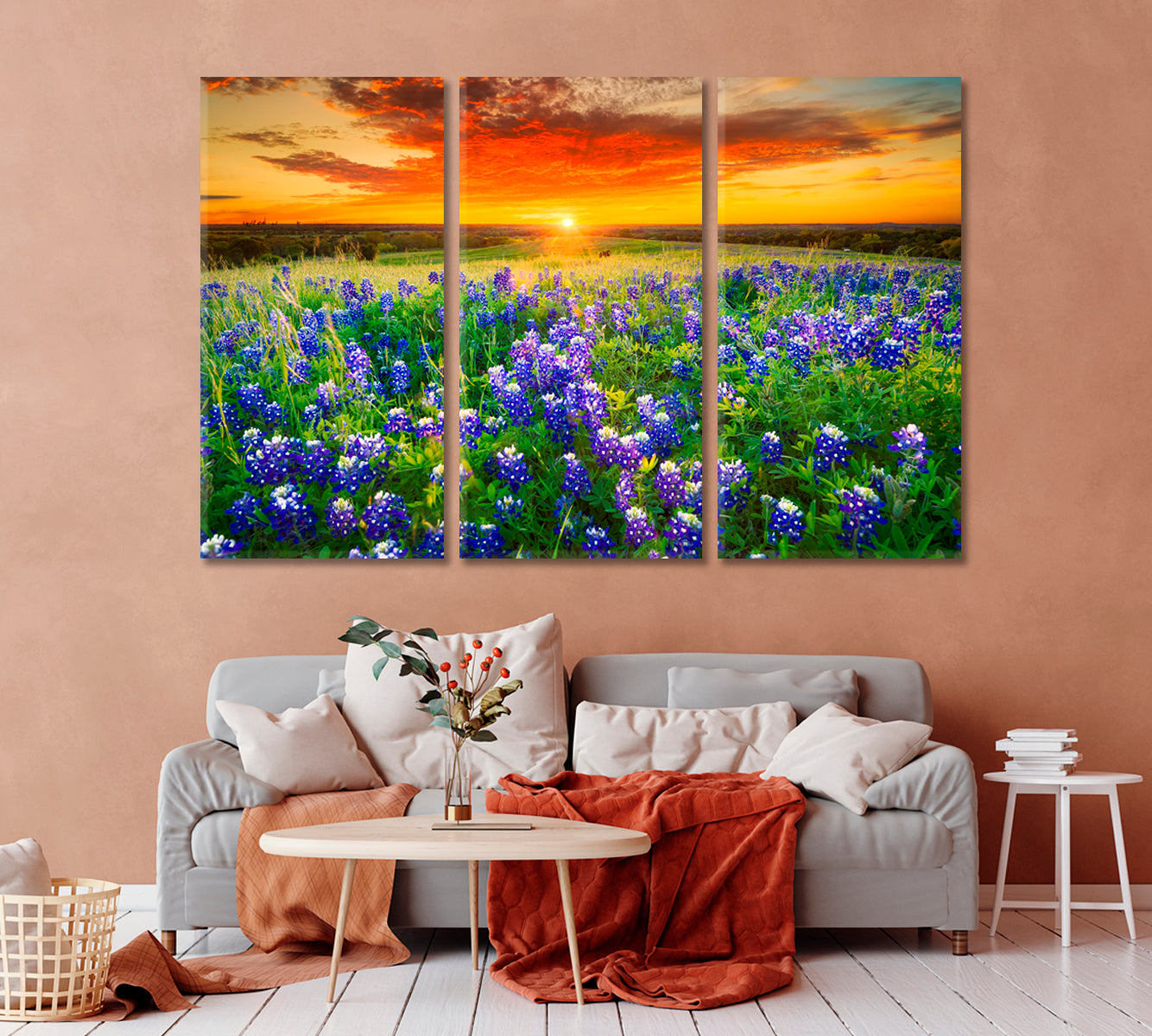 Bluebonnets Field at Sunset Texas Canvas Print-Canvas Print-CetArt-1 Panel-24x16 inches-CetArt