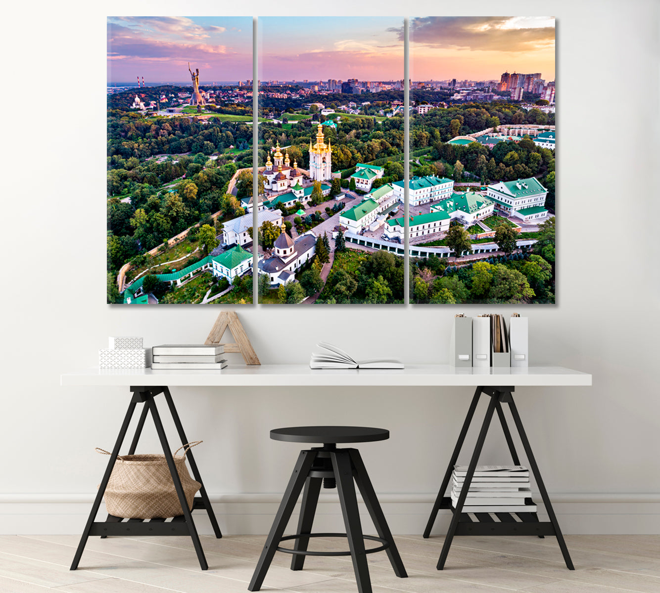 Kiev Pechersk Lavra and the Motherland Monument Kiev Ukraine Canvas Print-Canvas Print-CetArt-1 Panel-24x16 inches-CetArt