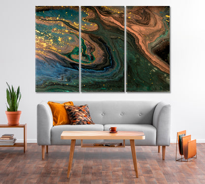 Mixed Dark Green and Brown Marble Canvas Print-Canvas Print-CetArt-1 Panel-24x16 inches-CetArt