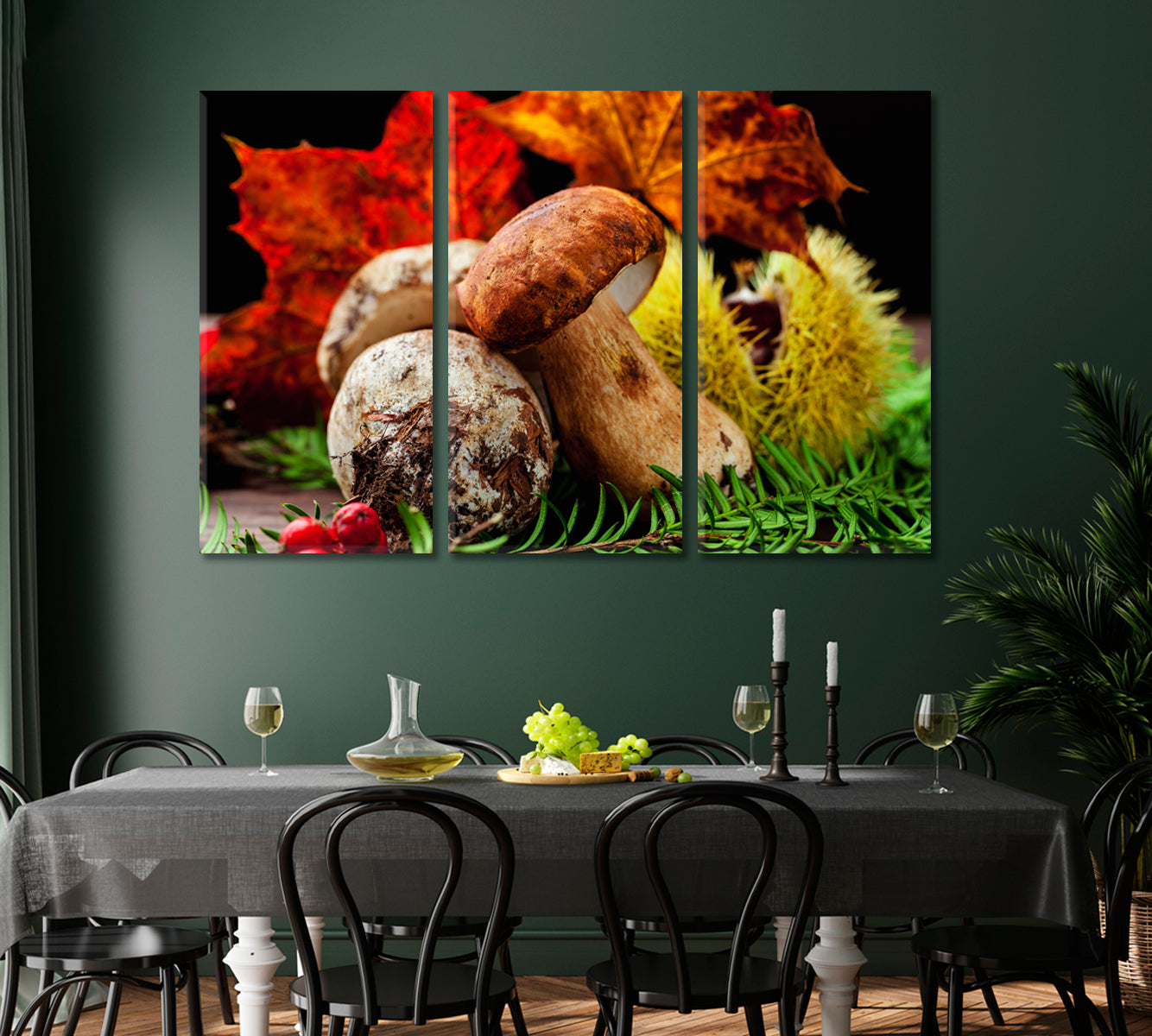 Porcini Mushroom in Autumn Foliage Canvas Print-Canvas Print-CetArt-1 Panel-24x16 inches-CetArt