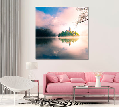 Bled Lake at Fog Slovenia Canvas Print-Canvas Print-CetArt-1 panel-12x12 inches-CetArt