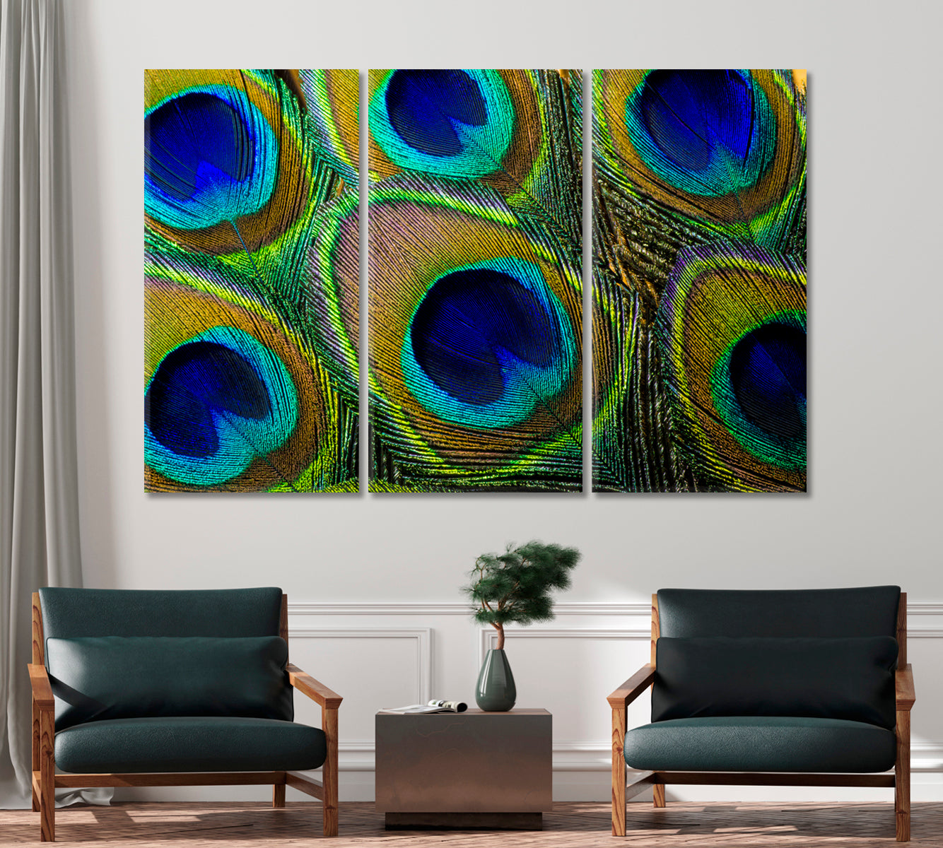 Colorful Peacock Feathers Canvas Print-Canvas Print-CetArt-1 Panel-24x16 inches-CetArt