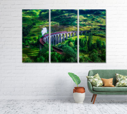 Jacobite Steam Train on Glenfinnan Railway Viaduct Scotland Canvas Print-Canvas Print-CetArt-1 Panel-24x16 inches-CetArt