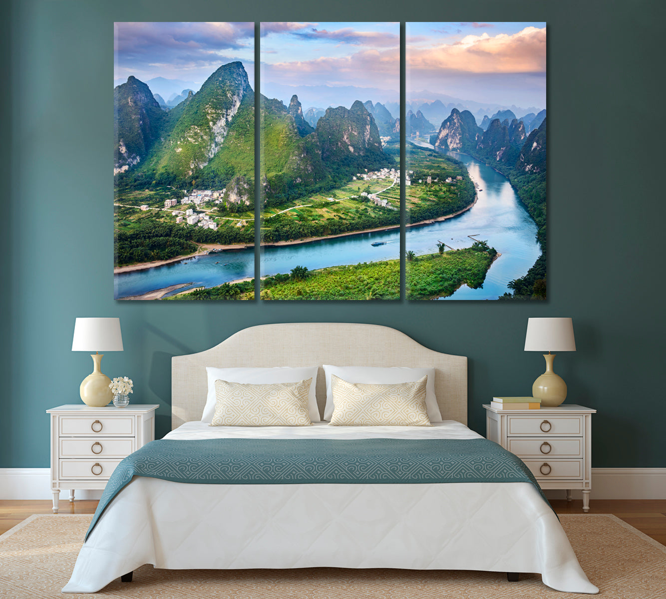 Landscape Li River and Karst Mountains China Canvas Print-Canvas Print-CetArt-1 Panel-24x16 inches-CetArt