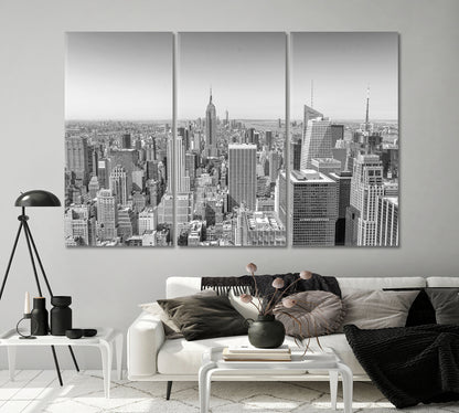 Midtown Skyscrapers New York in Black White Canvas Print-Canvas Print-CetArt-1 Panel-24x16 inches-CetArt