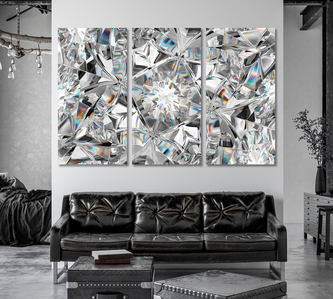 Gem Diamond Kaleidoscope Effect Canvas Print-Canvas Print-CetArt-1 Panel-24x16 inches-CetArt