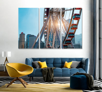 Ferris Wheel Hong Kong City Canvas Print-Canvas Print-CetArt-1 Panel-24x16 inches-CetArt