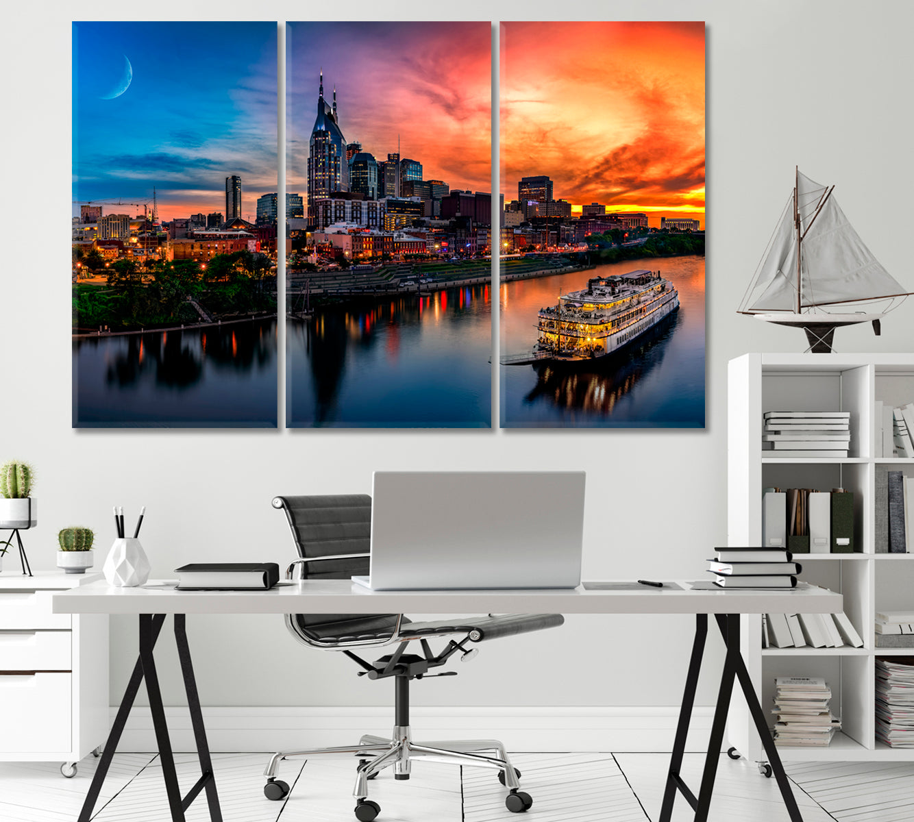 Sunset over Nashville Tennessee USA Canvas Print-Canvas Print-CetArt-1 Panel-24x16 inches-CetArt