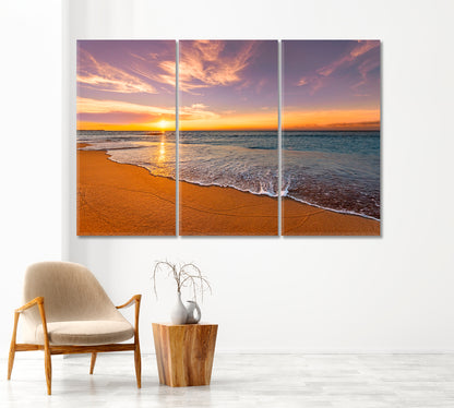 Colorful Sunrise on Ocean Beach Canvas Print-Canvas Print-CetArt-1 Panel-24x16 inches-CetArt