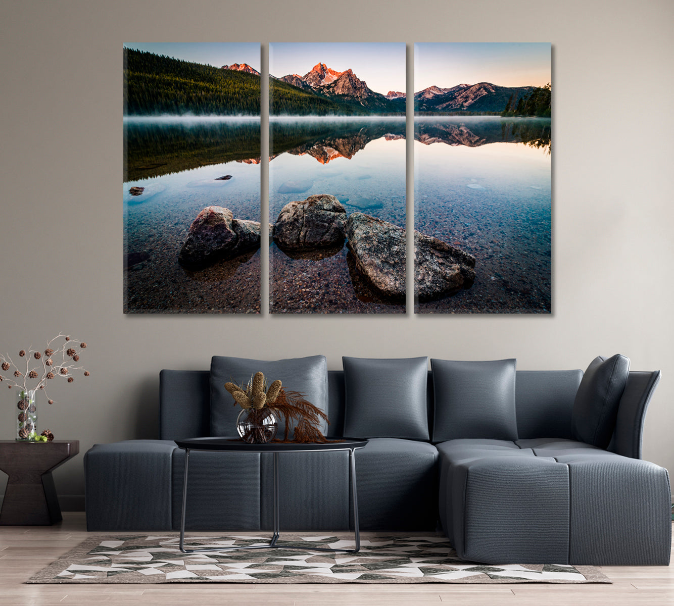 Stanley Lake and McGown Peak Idaho Sawtooth Range Canvas Print-Canvas Print-CetArt-1 Panel-24x16 inches-CetArt