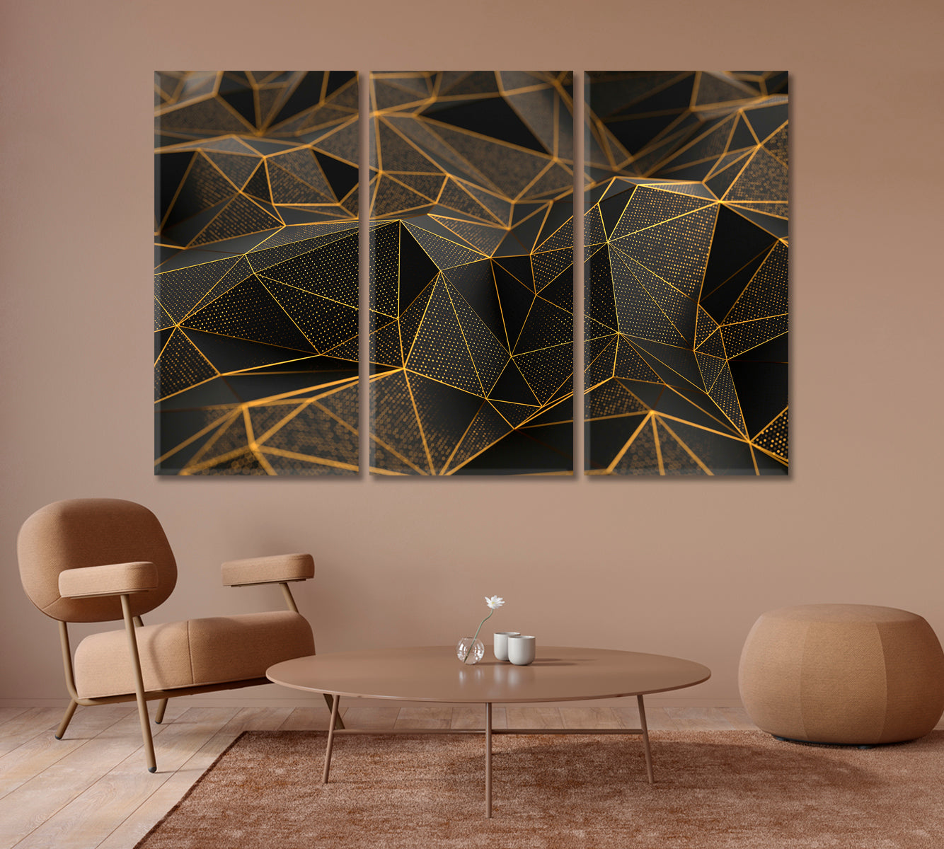 Abstract Black Geometric Triangles Canvas Print-Canvas Print-CetArt-1 Panel-24x16 inches-CetArt