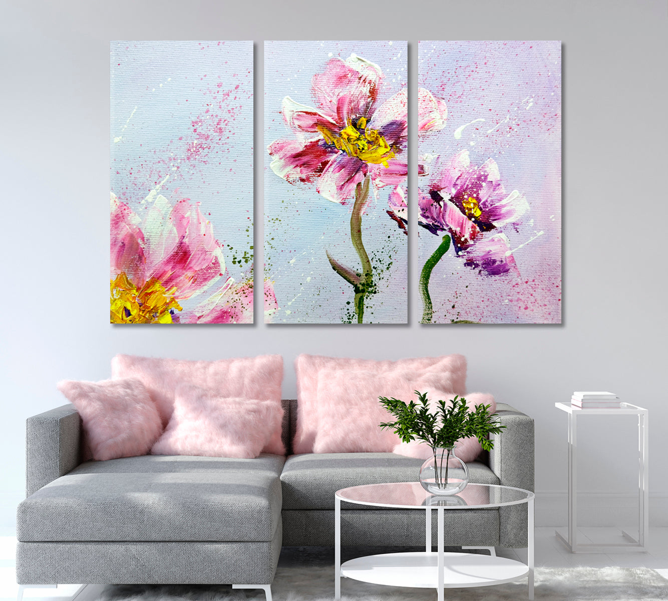 Abstract Tender Peonies Canvas Print-Canvas Print-CetArt-1 Panel-24x16 inches-CetArt