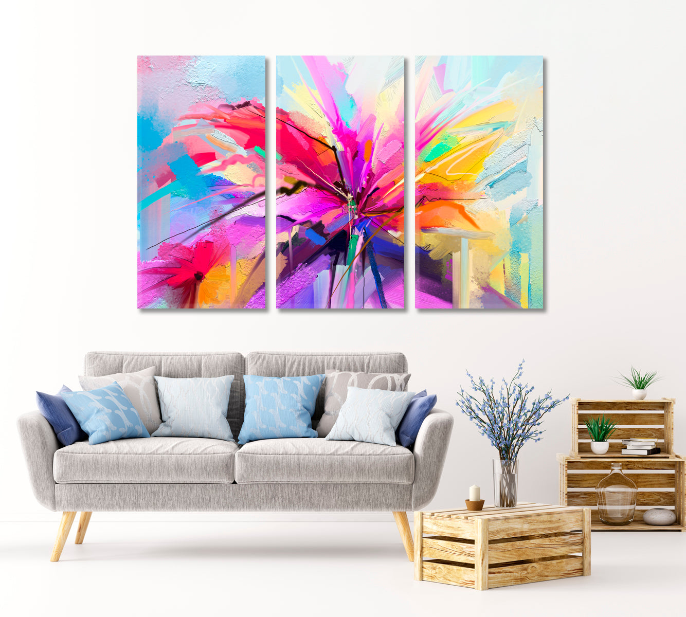 Abstract Colorful Spring Flower Canvas Print-Canvas Print-CetArt-1 Panel-24x16 inches-CetArt