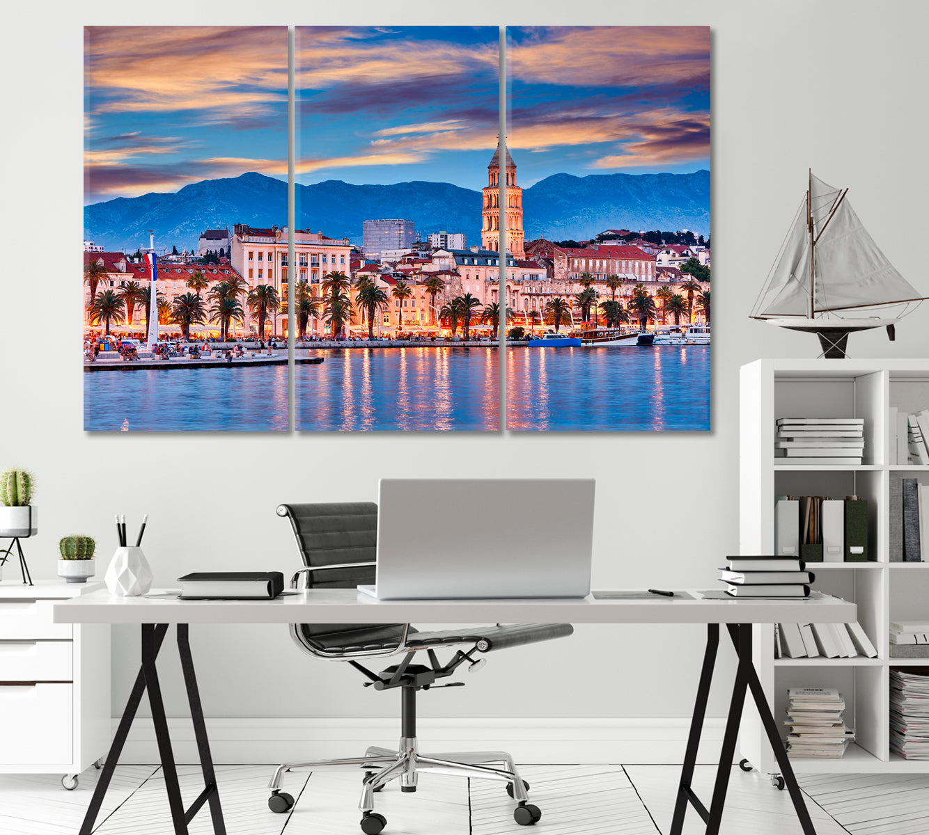 Night City Split Croatia Canvas Print-Canvas Print-CetArt-1 Panel-24x16 inches-CetArt