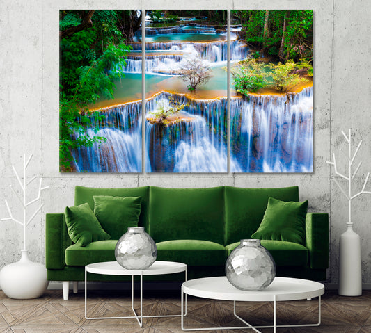 Huay Mae Khamin Waterfalls in National Park of Thailand Canvas Print-Canvas Print-CetArt-1 Panel-24x16 inches-CetArt