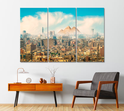 Cairo City with Pyramid Egypt Canvas Print-Canvas Print-CetArt-1 Panel-24x16 inches-CetArt