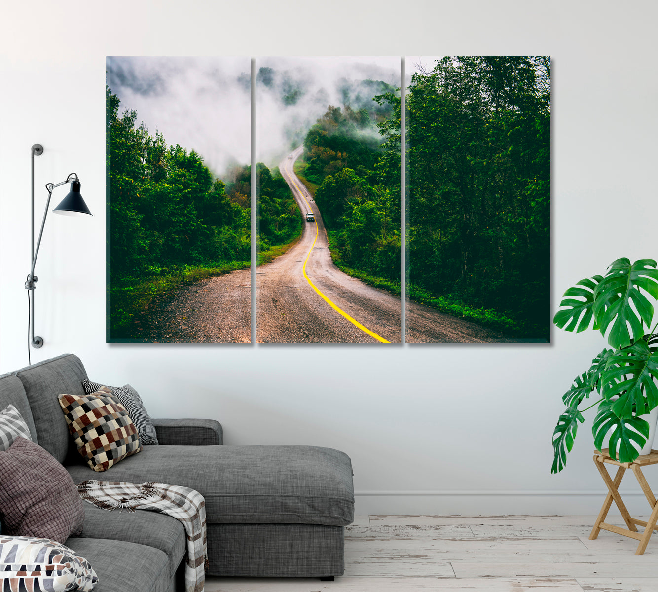 Foggy Mountain Road Canvas Print-Canvas Print-CetArt-1 Panel-24x16 inches-CetArt