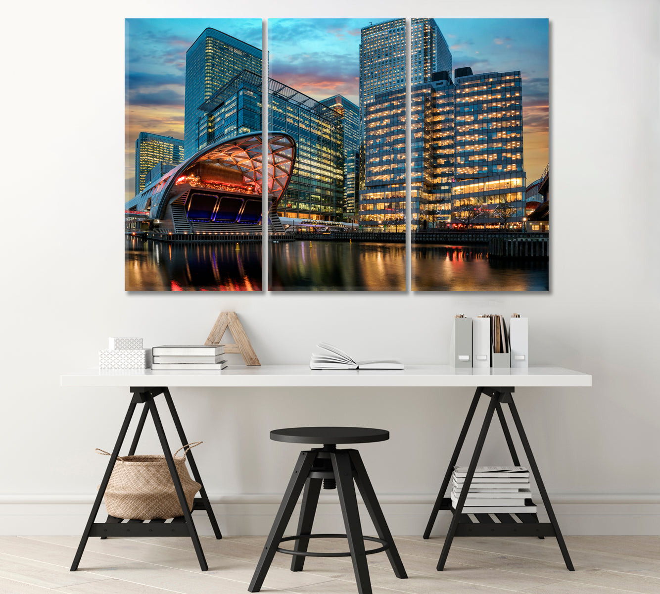 The Financial District Canary Wharf in London Canvas Print-Canvas Print-CetArt-1 Panel-24x16 inches-CetArt