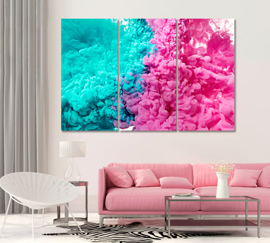 Pink and Green Ink Paint Drops in Water Canvas Print-Canvas Print-CetArt-1 Panel-24x16 inches-CetArt