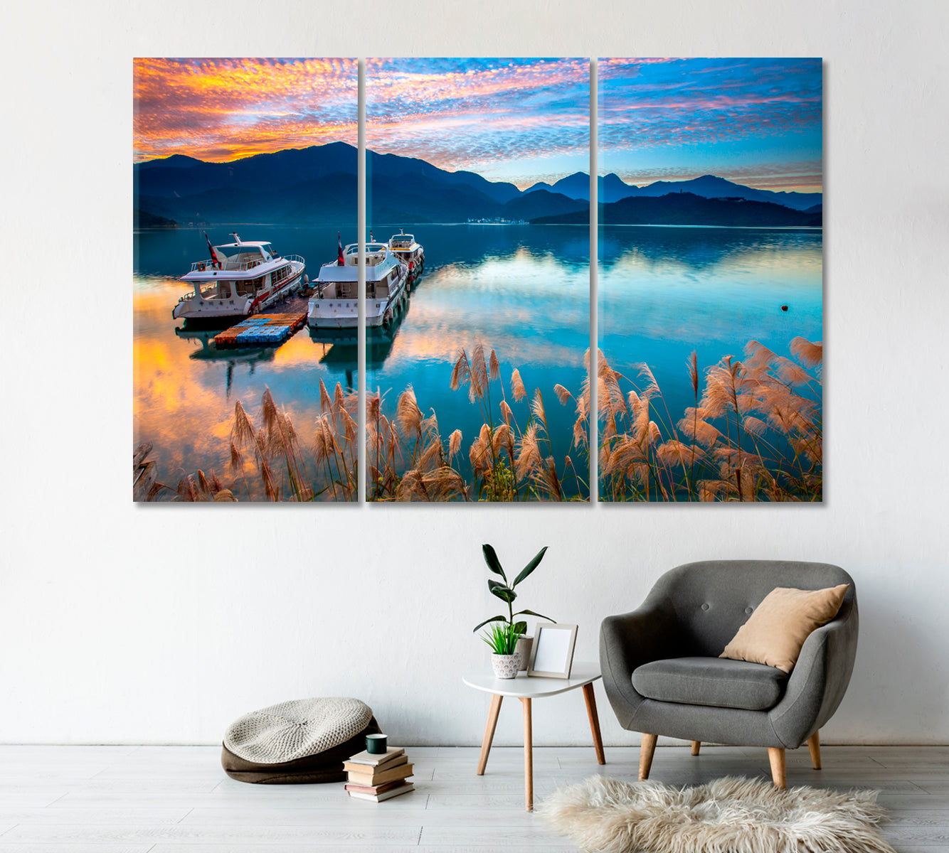 Two Motor Boats on the River Under the Dramatic Sky Canvas Print-Canvas Print-CetArt-1 Panel-24x16 inches-CetArt