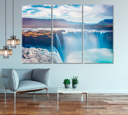 Sunrise at Godafoss Waterfall Iceland Canvas Print-Canvas Print-CetArt-1 Panel-24x16 inches-CetArt