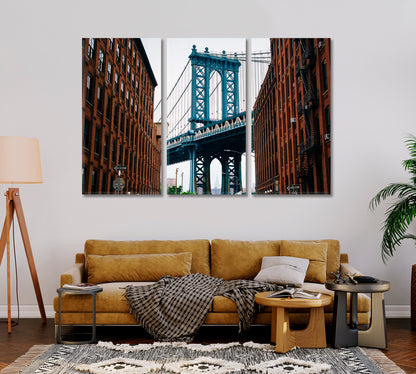 Washington Street and Manhattan Bridge Brooklyn New York Canvas Print-Canvas Print-CetArt-1 Panel-24x16 inches-CetArt