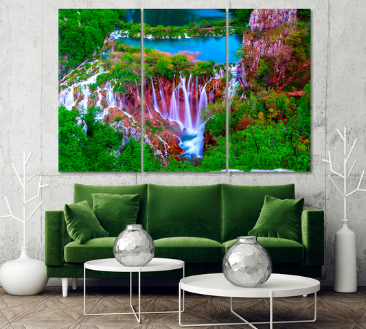 Waterfalls in Plitvice National Park Croatia Canvas Print-Canvas Print-CetArt-1 Panel-24x16 inches-CetArt