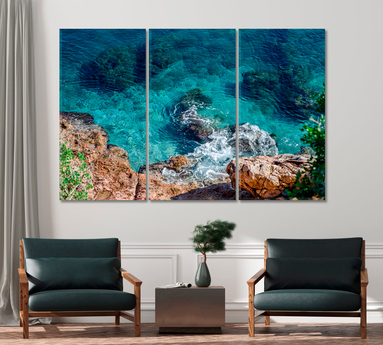 Athens Azure Sea Greece Canvas Print-Canvas Print-CetArt-3 Panels-36x24 inches-CetArt