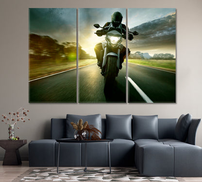 Biker Ride Motorcycle Canvas Print-Canvas Print-CetArt-1 Panel-24x16 inches-CetArt