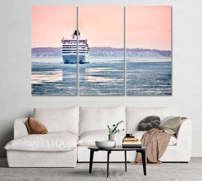 Big White Cruise Liner Ship in the Fjord of Norway Canvas Print-Canvas Print-CetArt-1 Panel-24x16 inches-CetArt