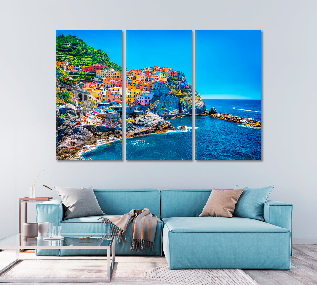 Colorful City on the Rock Cinque Terre Italy Canvas Print-Canvas Print-CetArt-1 Panel-24x16 inches-CetArt