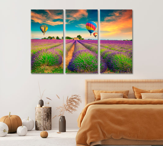 Colorful Hot Air Balloons over Lavender Fields Provence France Canvas Print-Canvas Print-CetArt-1 Panel-24x16 inches-CetArt