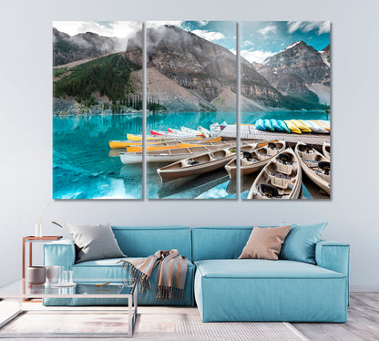 Canoe on the Lake in Banff National Park Canada Canvas Print-Canvas Print-CetArt-1 Panel-24x16 inches-CetArt