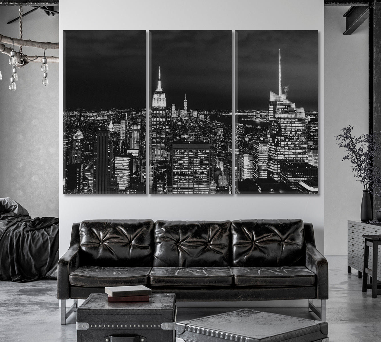 New York in Black White Canvas Print-Canvas Print-CetArt-1 Panel-24x16 inches-CetArt