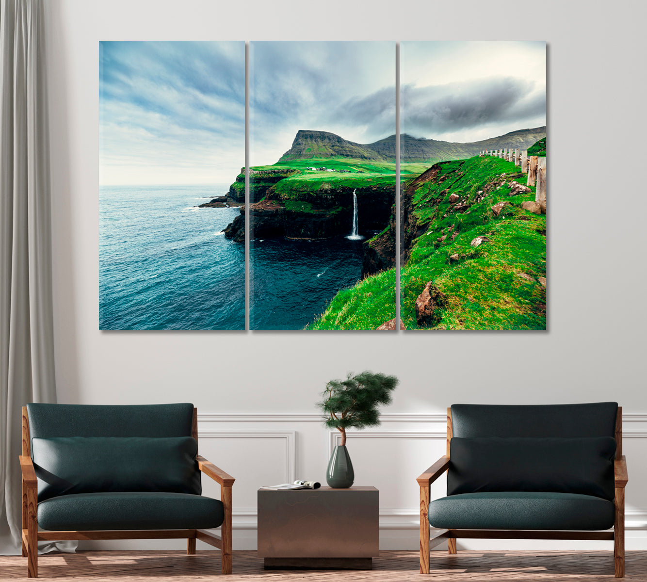 Gasadalur Waterfall at Faroe Islands Canvas Print-Canvas Print-CetArt-1 Panel-24x16 inches-CetArt