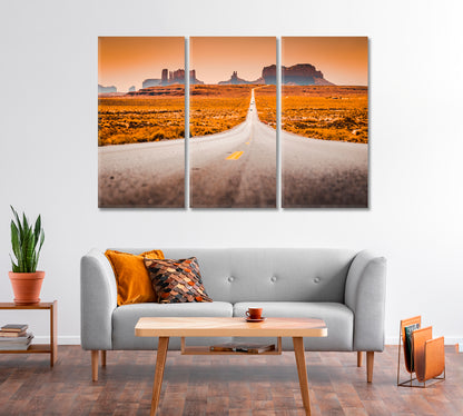 Historic US Route 163 through Monument Valley Utah USA Canvas Print-Canvas Print-CetArt-1 Panel-24x16 inches-CetArt