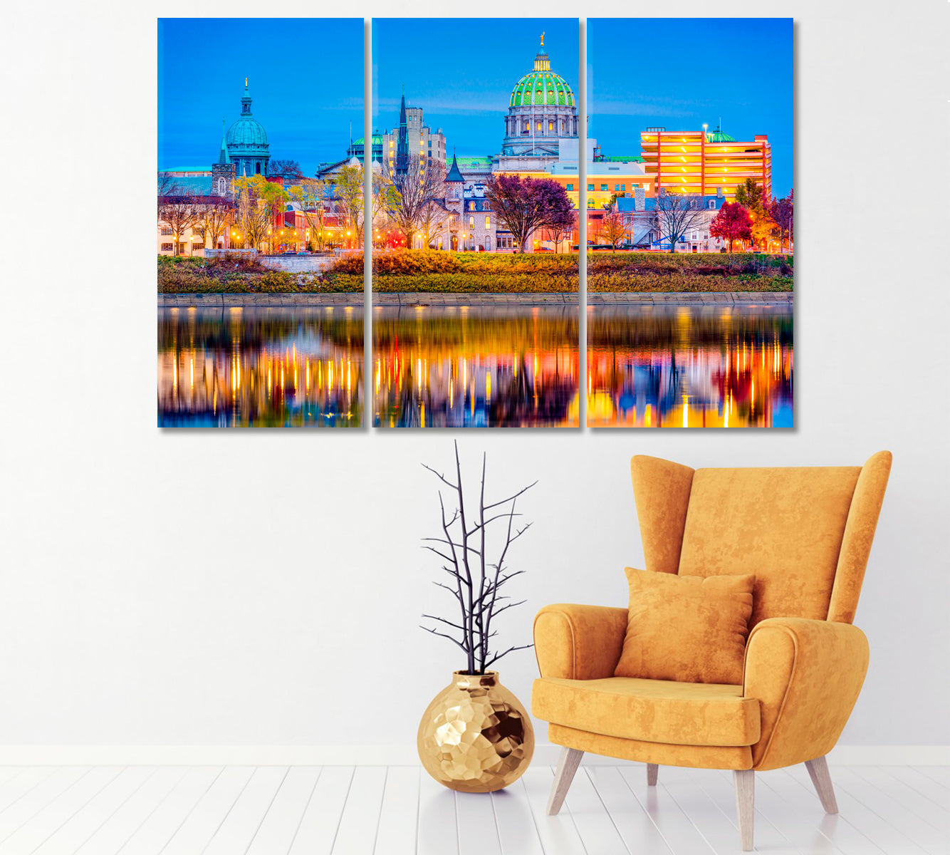 Harrisburg City on Susquehanna River USA Canvas Print-Canvas Print-CetArt-1 Panel-24x16 inches-CetArt