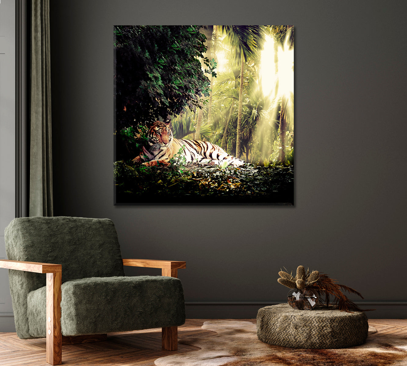 Sumatran Tiger in Rainforest Canvas Print-Canvas Print-CetArt-1 panel-12x12 inches-CetArt