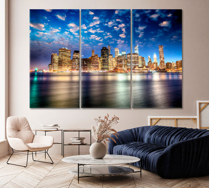 Manhattan Skyline from Brooklyn Bridge Park Canvas Print-Canvas Print-CetArt-1 Panel-24x16 inches-CetArt